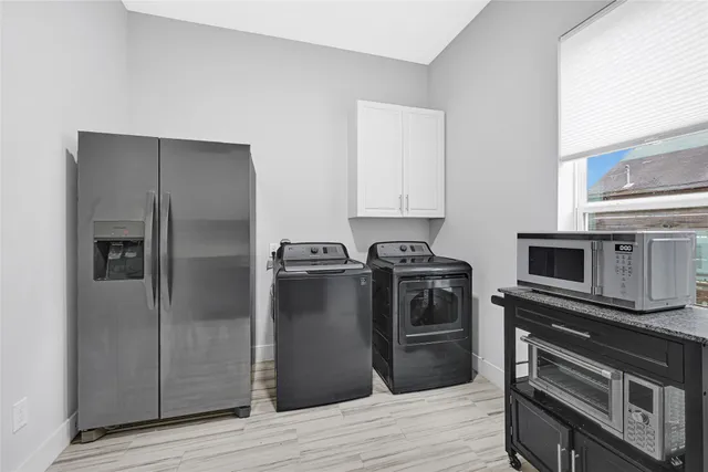 a living room with a window