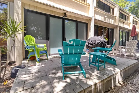 a view of a chairs and table in the patio