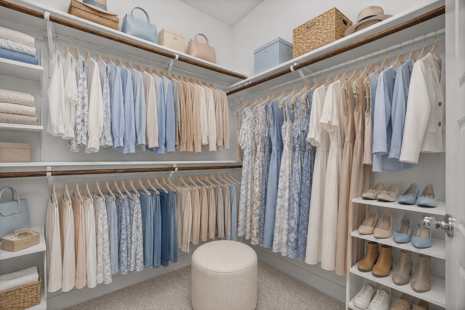 2303 Capulet Street Austin, TX 78741 - Photo 16 of 24 The spacious primary closet offers abundant hanging space to keep clothing and accessories neatly organized. Its generous layout provides plenty of room for everyday storage needs. This picture is virtually staged.