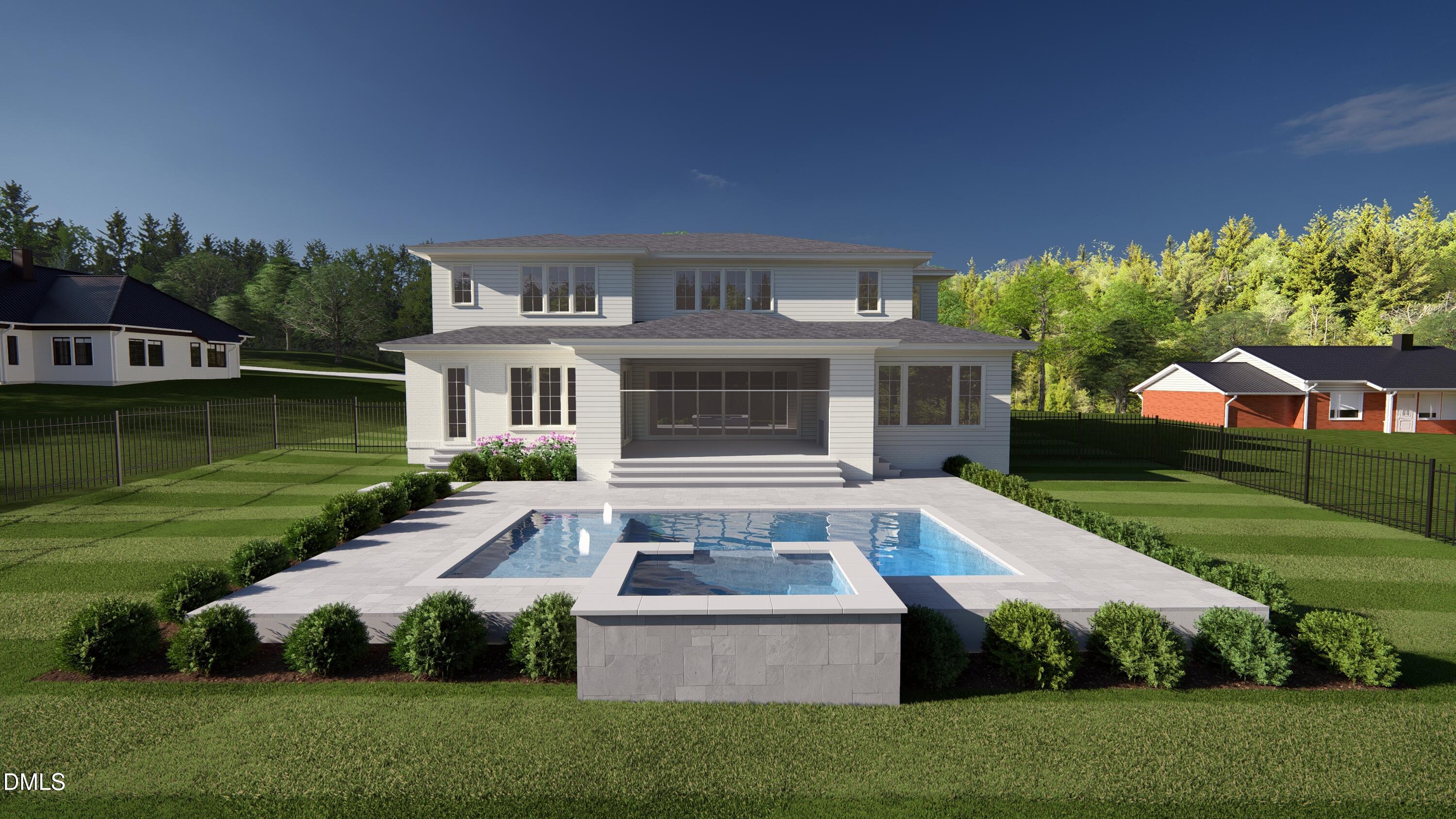7700 Harps Mill Road Raleigh, NC 27615 - Photo 2 of 19 a front view of a house with a garden and swimming pool