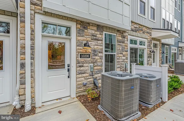 front view of a brick building with a door