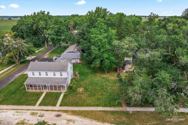 an aerial view of a house