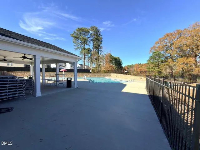 a view of hotel and patio