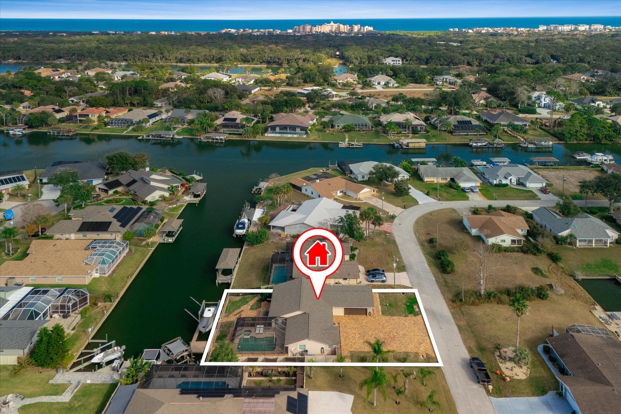 5 Cheyenne Court Palm Coast, FL 32137 - Photo 52 of 58 an aerial view of residential houses with outdoor space