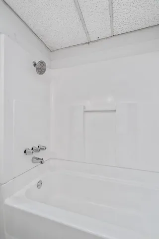 a bathroom with a bathtub