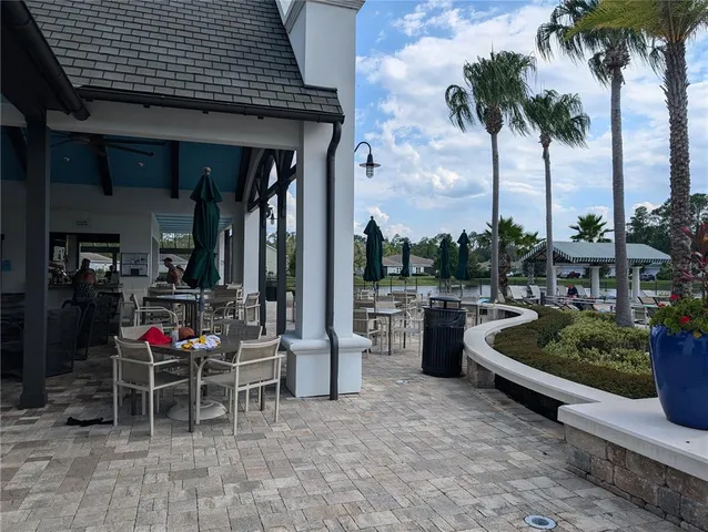 a chairs and table in a patio