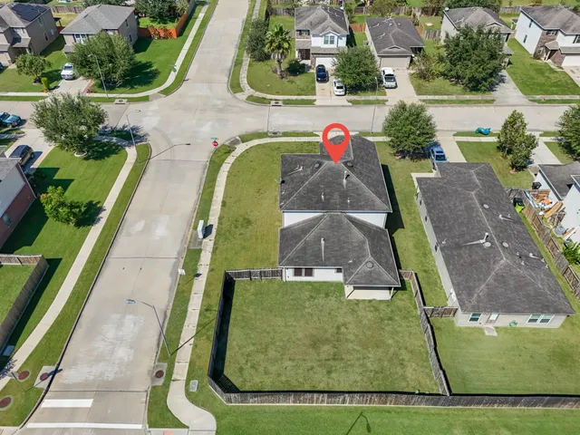 an aerial view of a house