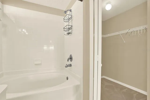 a bathroom with a bathtub