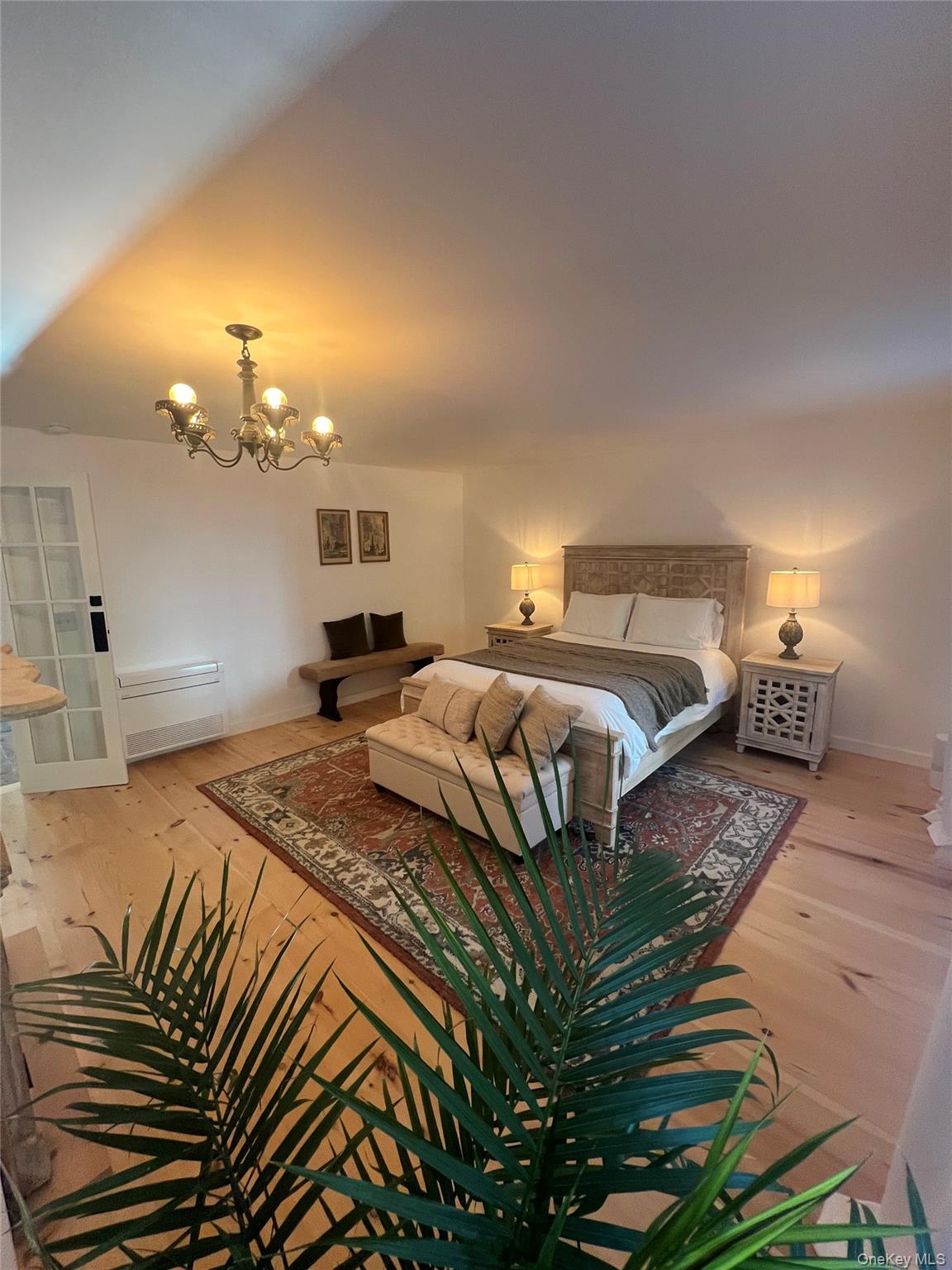 354 Main Street Catskill, NY 12414 - Photo 6 of 15 a bedroom with a bed and a chandelier