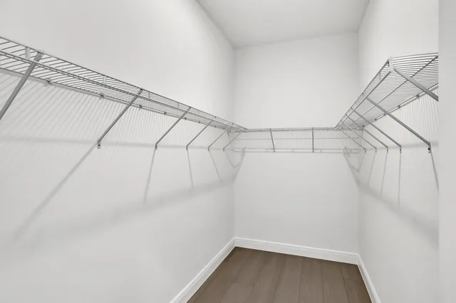 a view of a room with racks on the wall