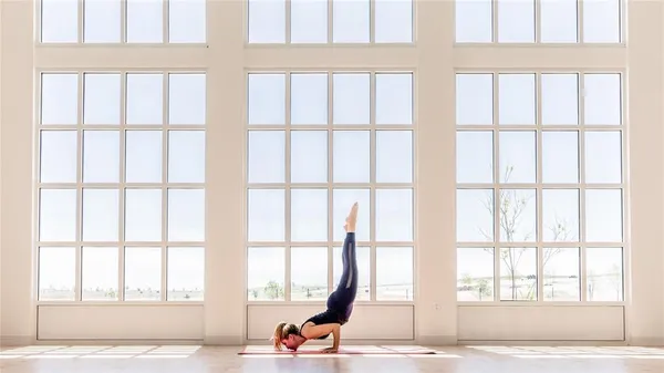 a view of a room with windows