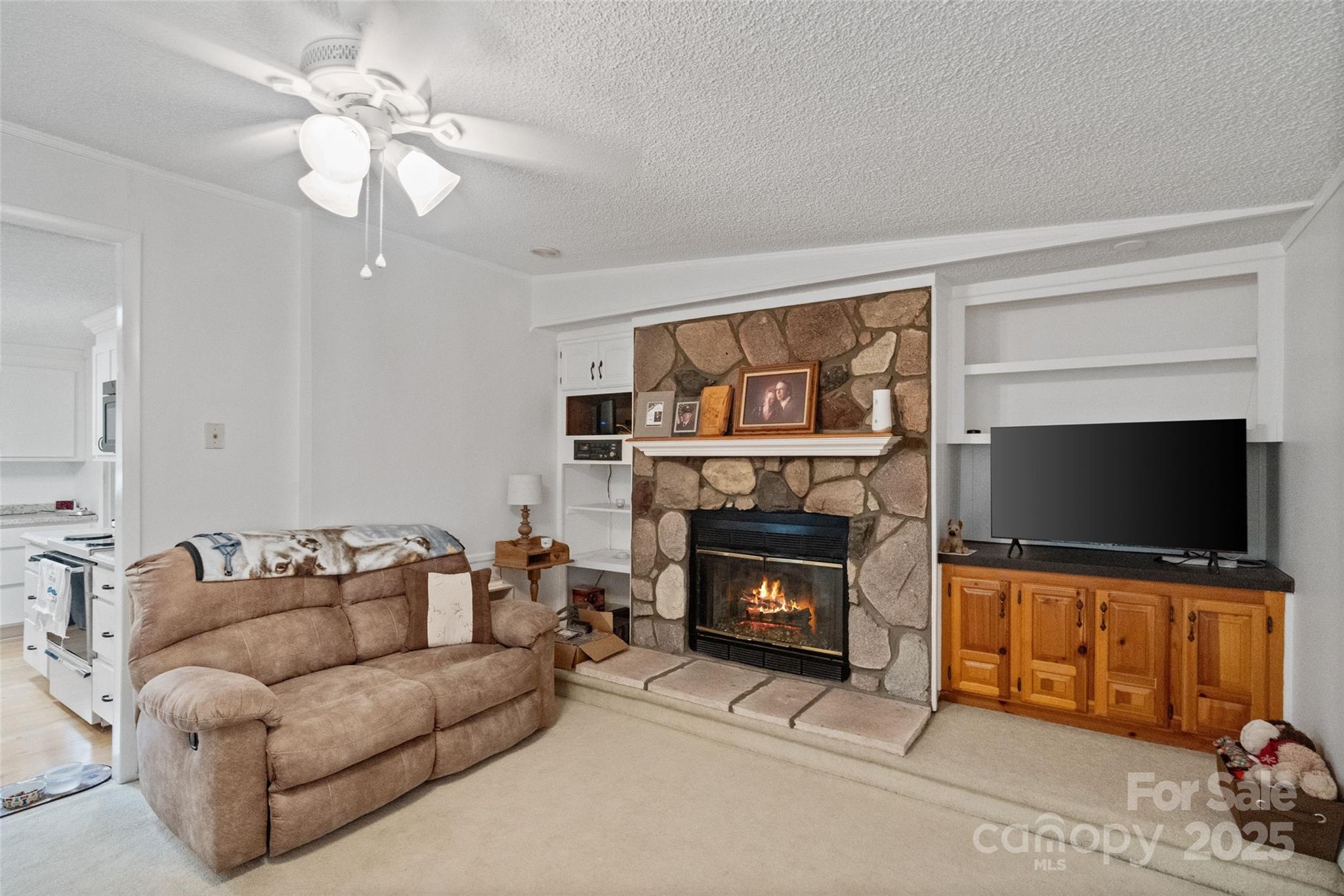 5909 Lake Valley Road Clover, SC 29710 - Photo 22 of 44 a living room with furniture a flat screen tv and a fireplace