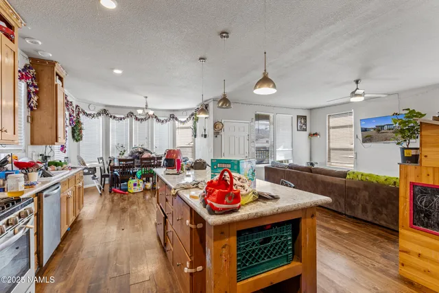 a view of a living room and dining room