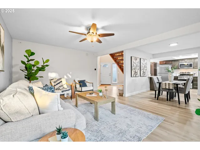 a living room with furniture