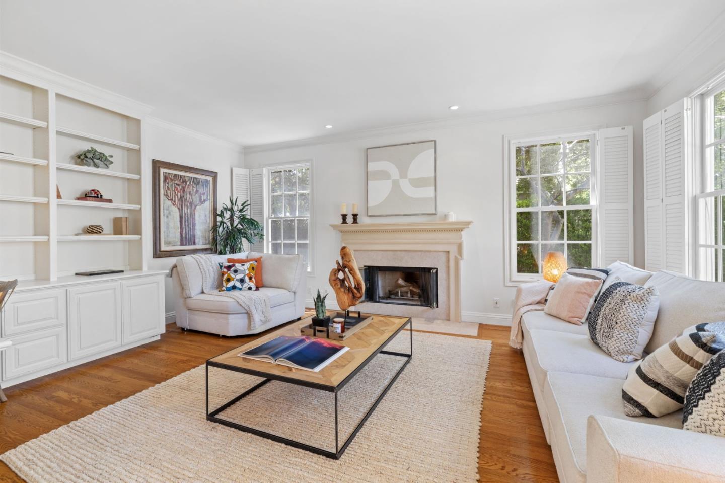 120 Gloria Circle Menlo Park, CA 94025 - Photo 11 of 83 a living room with furniture and a fireplace