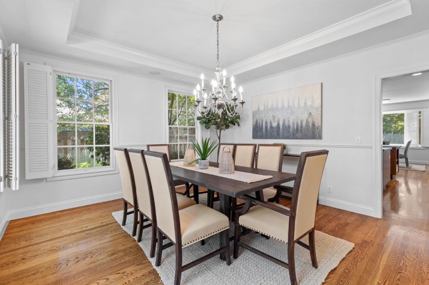 120 Gloria Circle Menlo Park, CA 94025 - Photo 16 of 83 a view of a dining room with furniture window and wooden floor