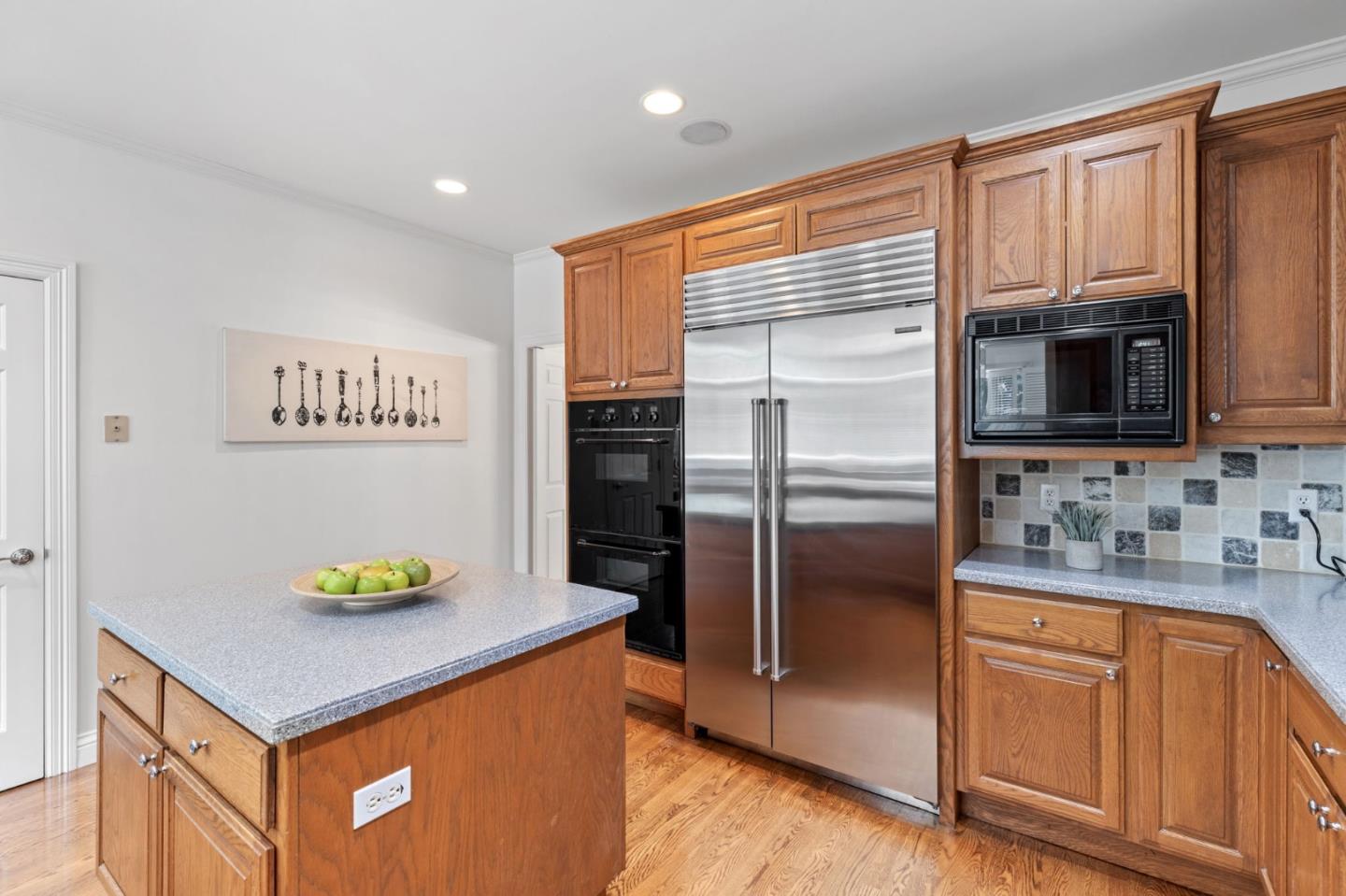 120 Gloria Circle Menlo Park, CA 94025 - Photo 20 of 83 a kitchen with stainless steel appliances granite countertop a refrigerator and a sink