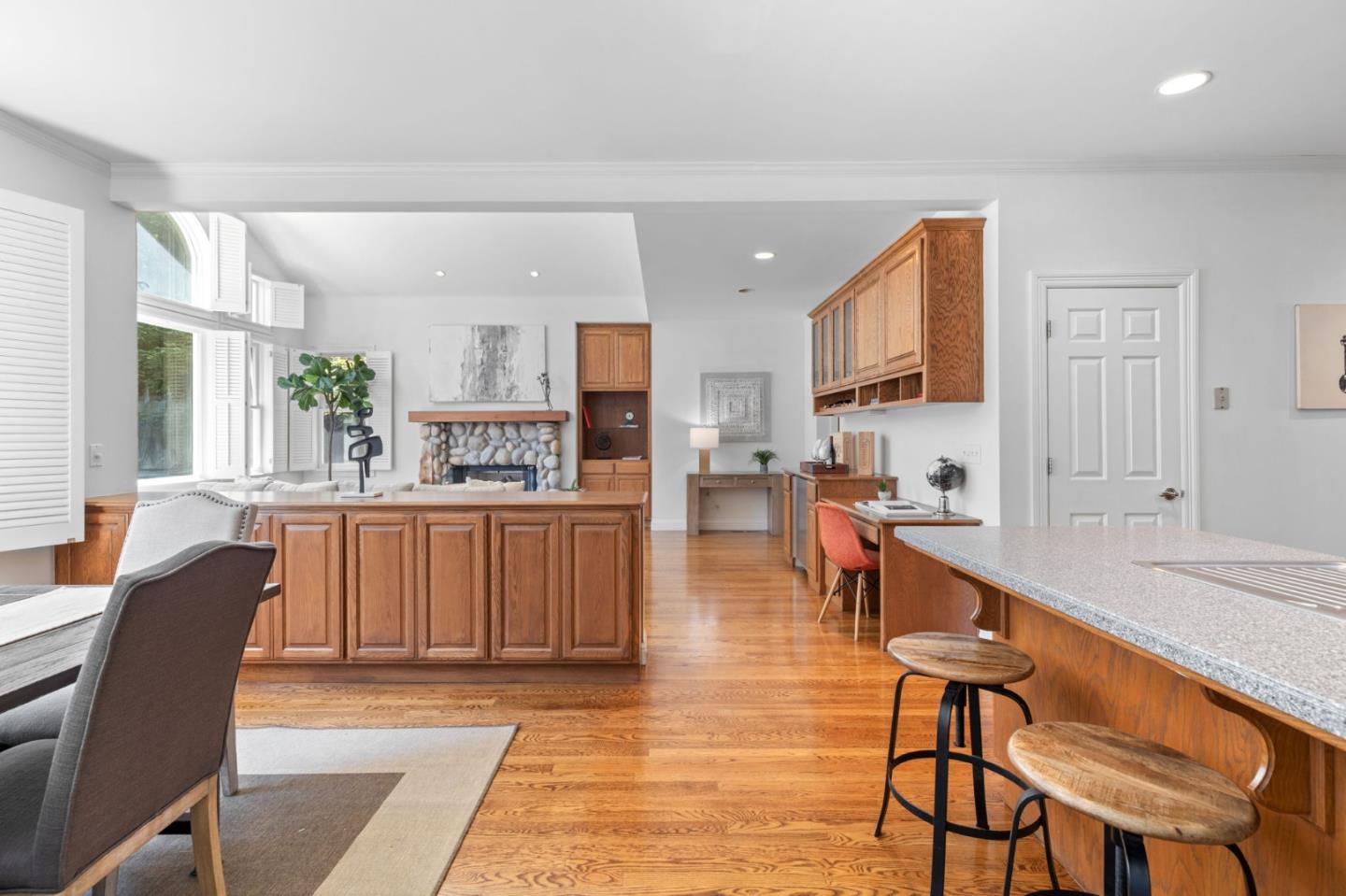 120 Gloria Circle Menlo Park, CA 94025 - Photo 23 of 83 a living room with stainless steel appliances kitchen island granite countertop furniture and a kitchen view