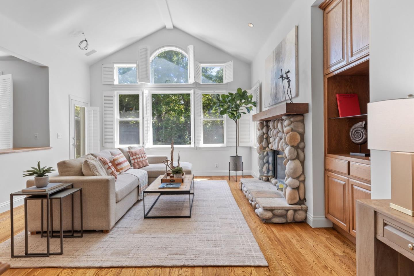 120 Gloria Circle Menlo Park, CA 94025 - Photo 25 of 83 a living room with furniture fireplace and a large window