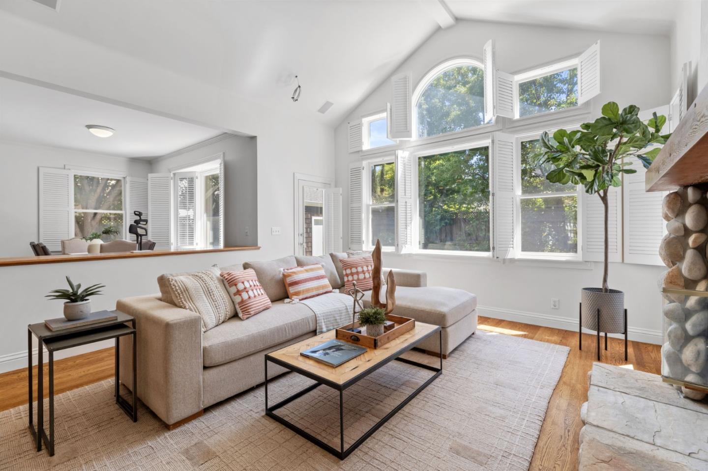 120 Gloria Circle Menlo Park, CA 94025 - Photo 26 of 83 a living room with furniture a flat screen tv and a large window