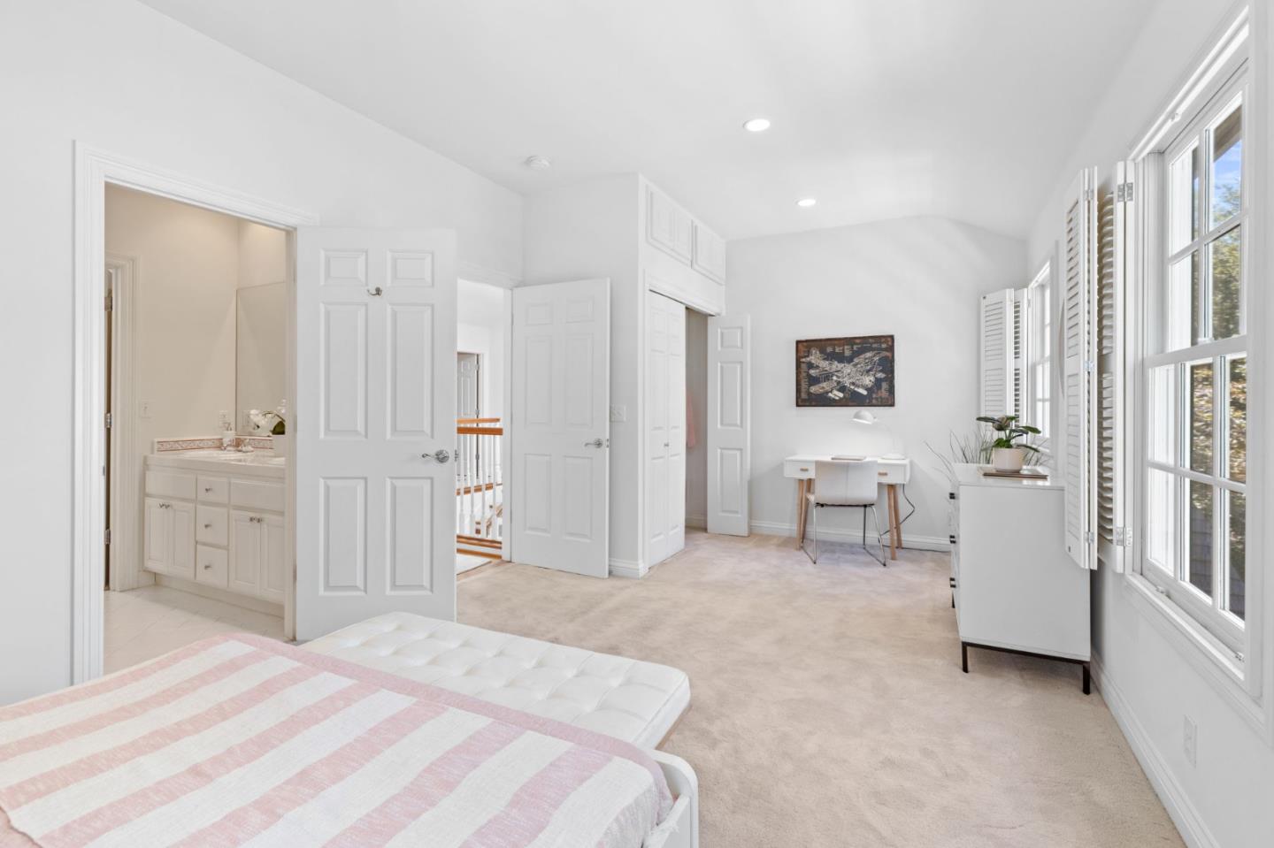 120 Gloria Circle Menlo Park, CA 94025 - Photo 47 of 83 a spacious bedroom with a bed and a view of bathroom