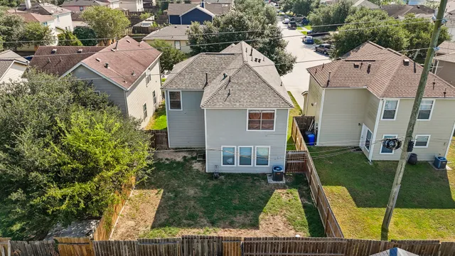 an aerial view of a house