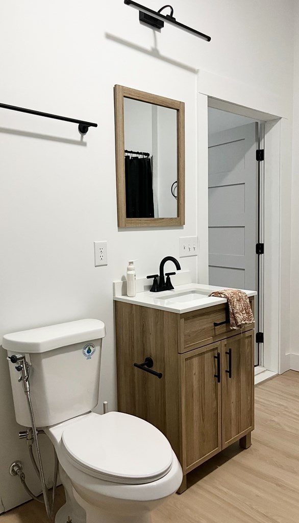 2086 Burnt Mountain Road Ellijay, GA 30536 - Photo 31 of 47 a bathroom with a granite countertop toilet sink and mirror