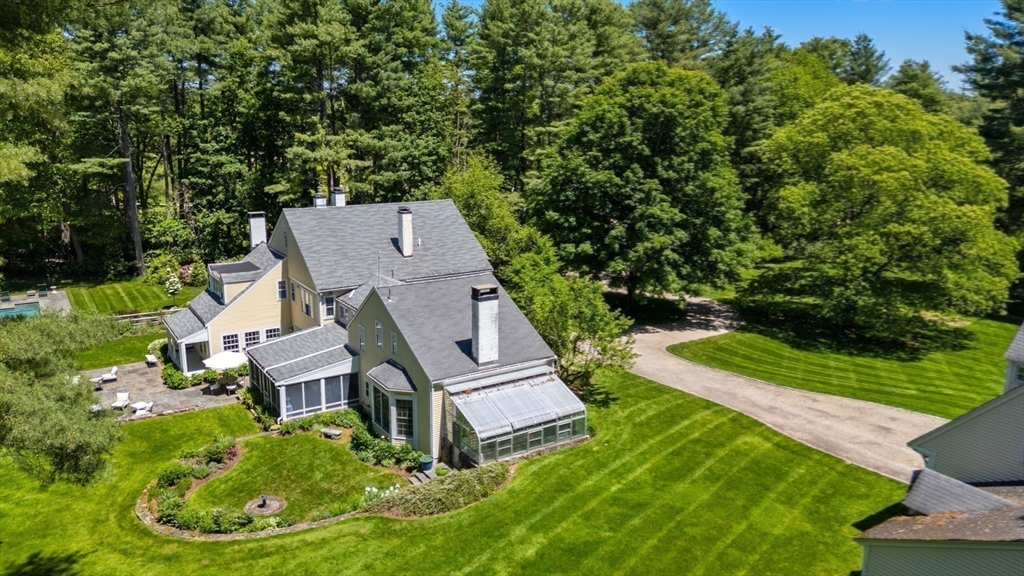 4 Claybrook Road Dover, MA 02030 - Photo 39 of 42 an aerial view of a house with garden space and street view