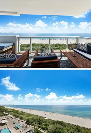 a view of swimming pool with an ocean view