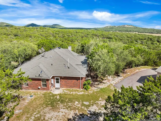 a view of a big yard with lots of bushes