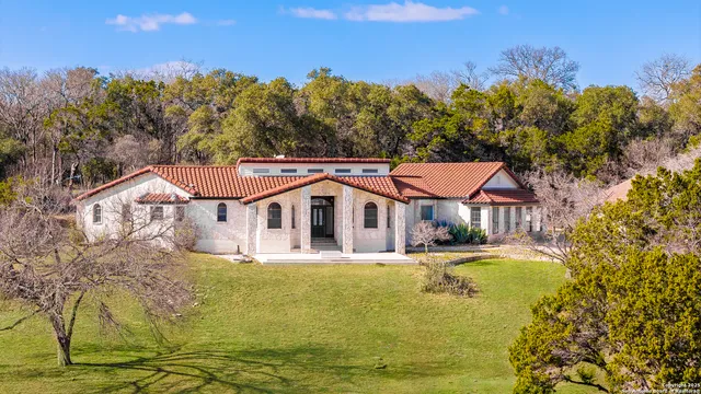 a view of a garden with an ocean