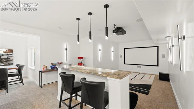 13625 Random Ridge View Colorado Springs, CO 80921 - Photo 29 of 50 Home theater room featuring light carpet and healthy amount of natural light