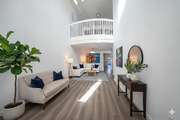 a living room with furniture