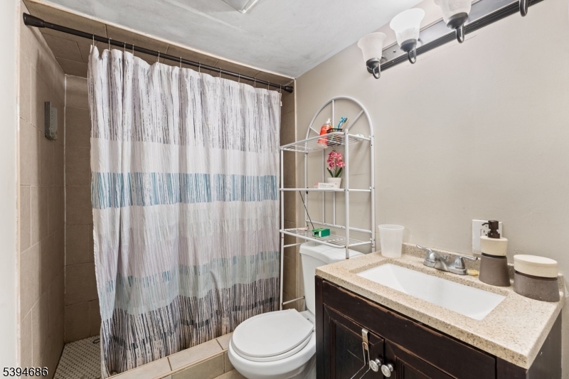 907 Flora Street Elizabeth, NJ 07201 - Photo 21 of 24 a bathroom with a sink a toilet and shower curtain