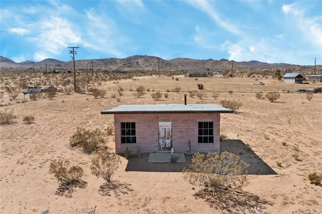 a view of a terrace with a mountain
