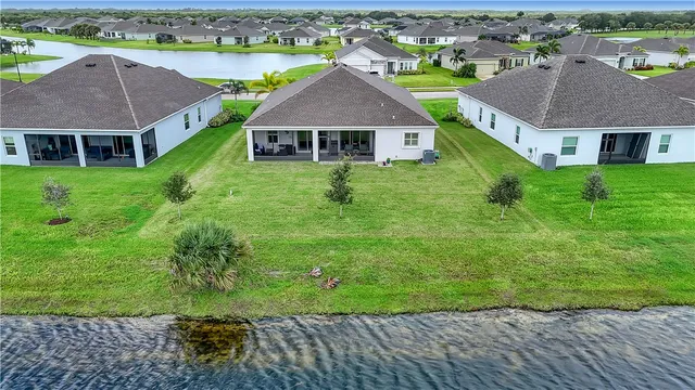 a view of a lake with a city