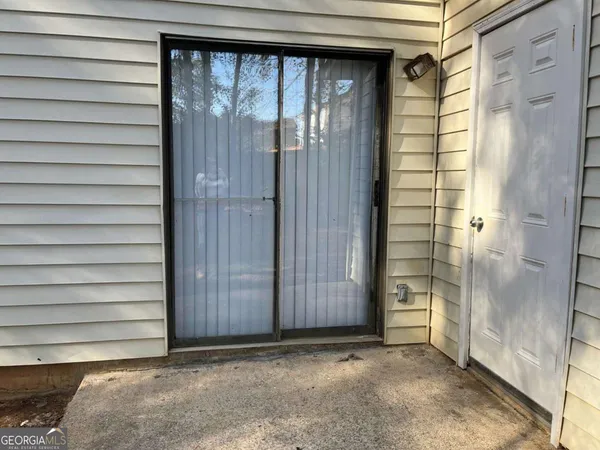 a view of wooden door