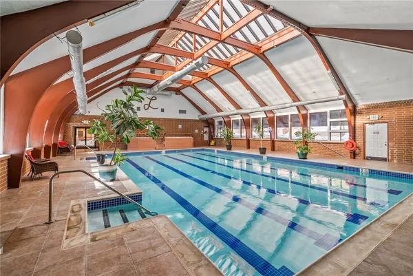 a balcony view with flat screen tv