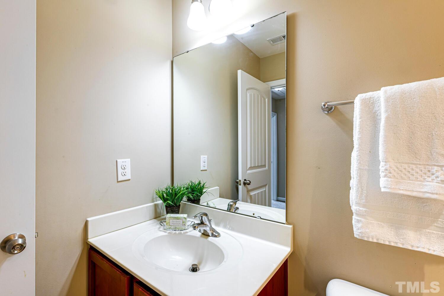 2416 Savior Street Raleigh, NC 27610 - Photo 32 of 47 a bathroom with a sink and a mirror