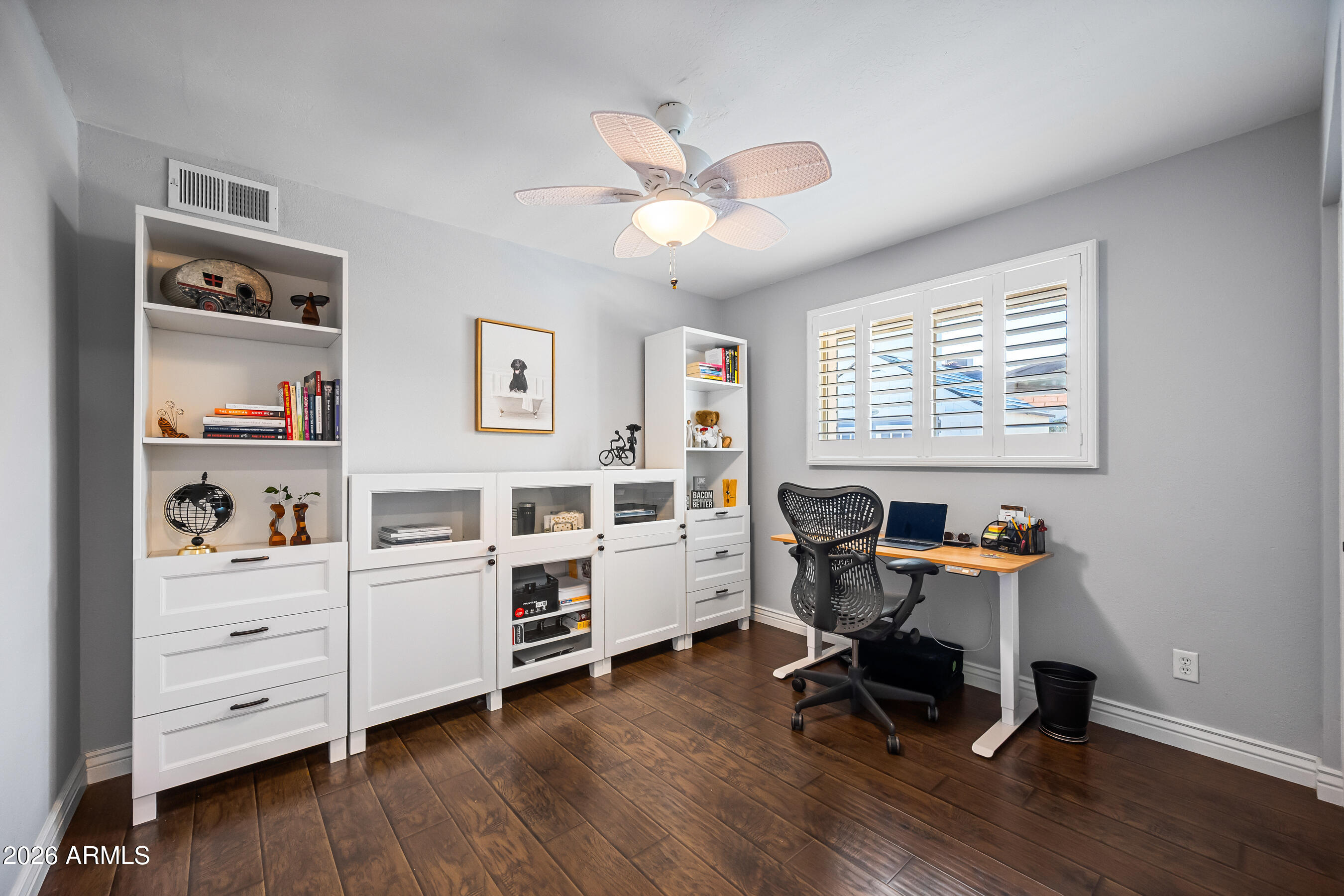 5802 South Stanley Place Tempe, AZ 85283 - Photo 28 of 50 a view of workspace with wooden floor and a window
