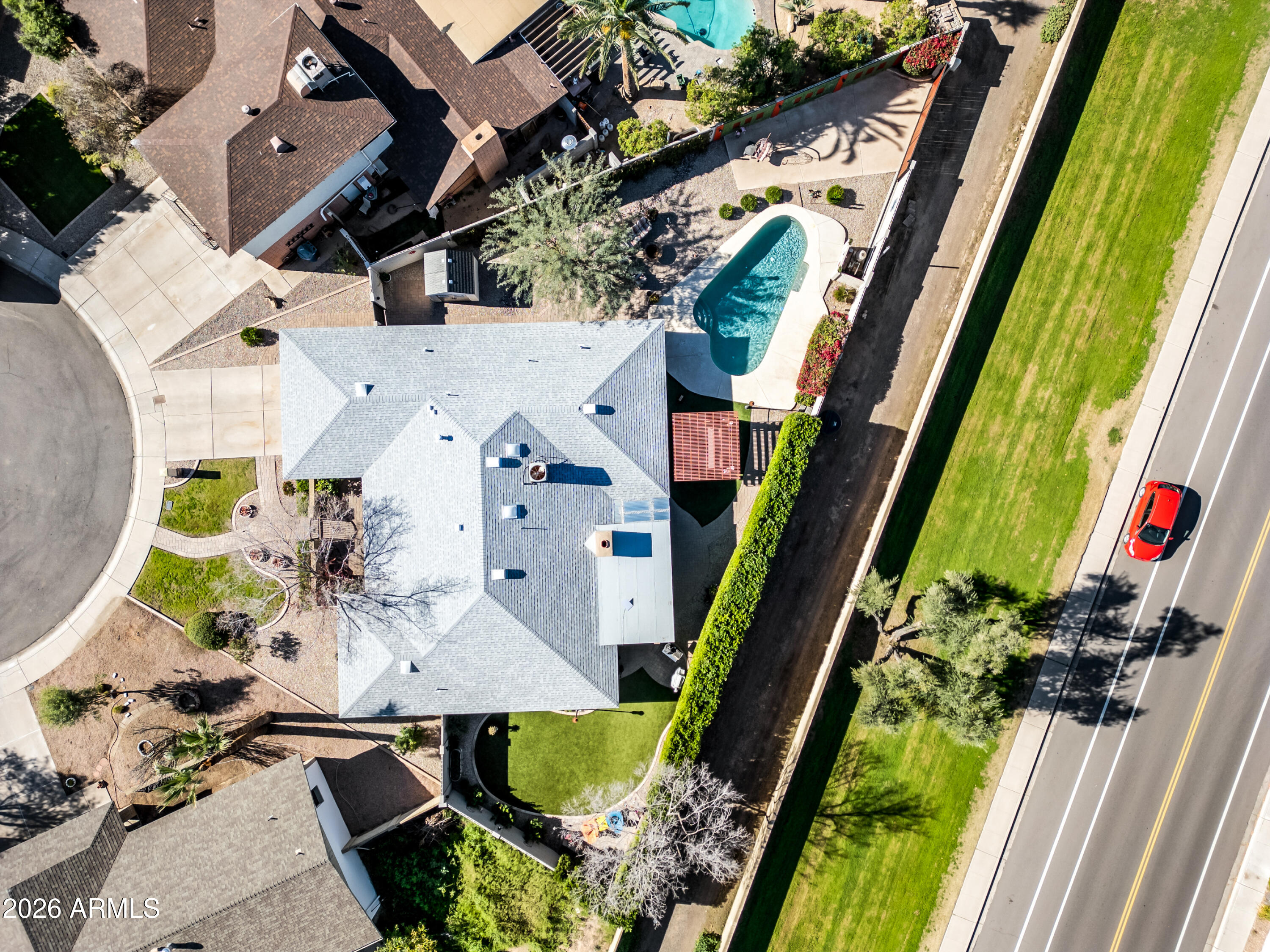 5802 South Stanley Place Tempe, AZ 85283 - Photo 47 of 50 an aerial view of residential house with outdoor space and swimming pool