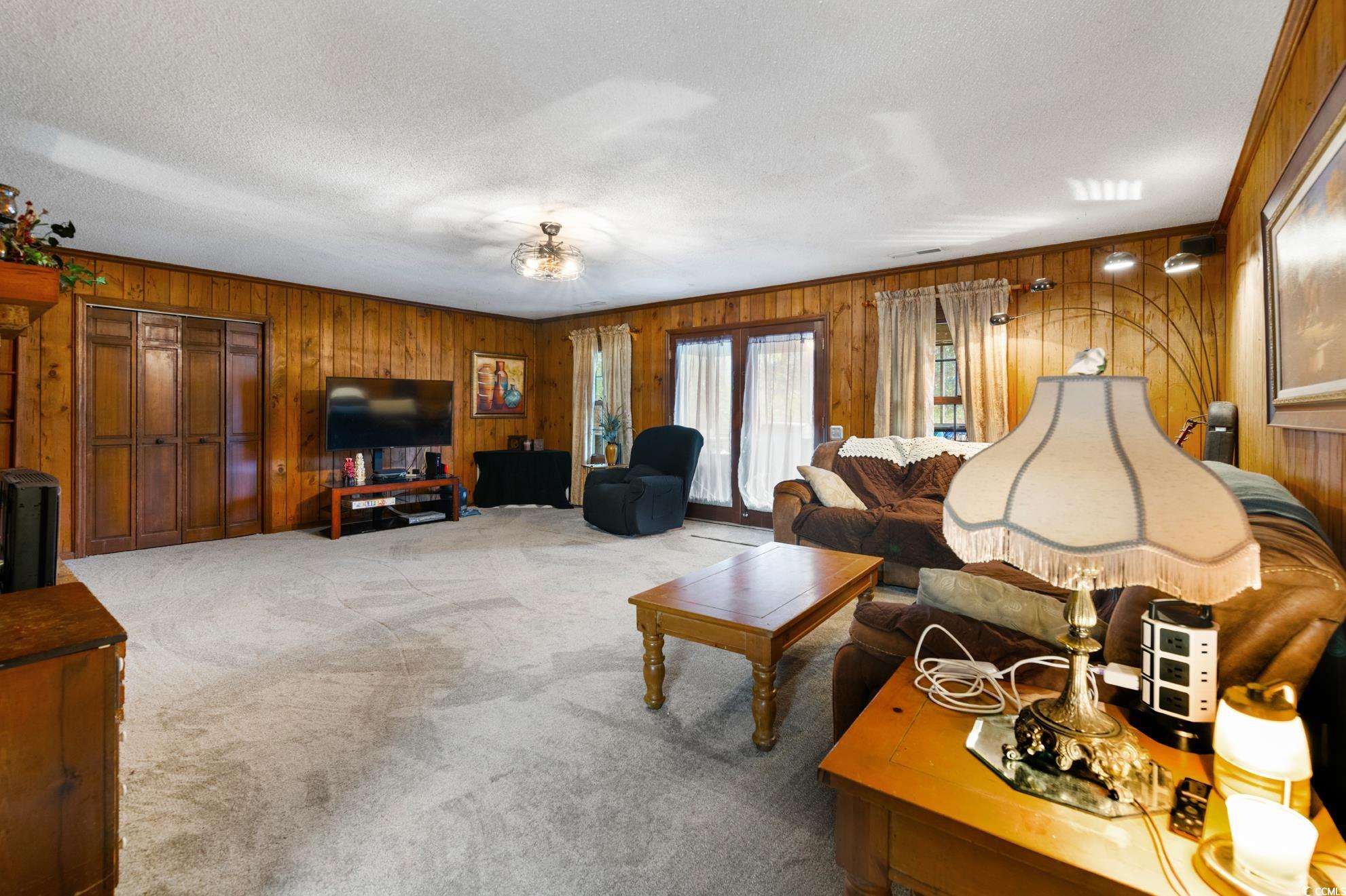 291 Francis Parker Road Georgetown, SC 29440 - Photo 8 of 28 Living area featuring carpet floors, a textured ce
