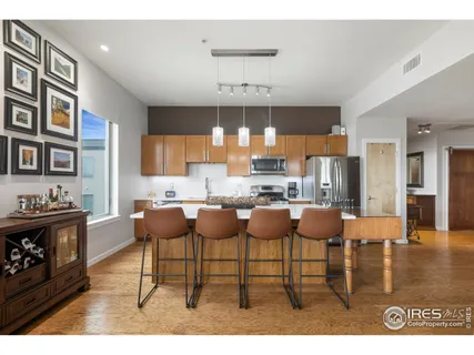a view of kitchen with dining area
