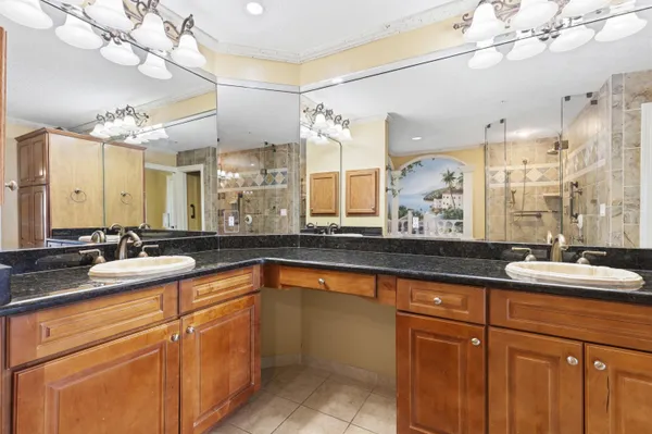 a bathroom with a bathtub and a sink