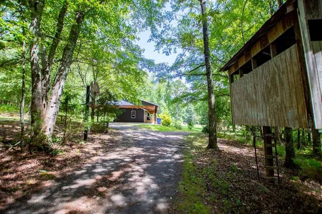 a backyard of a house with lots of green space