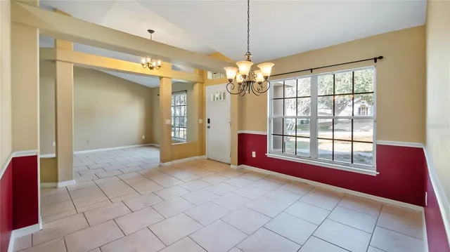 a view of a livingroom with a chandelier
