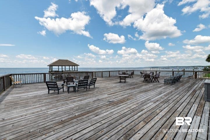 710 South Mobile Street, Unit 52 Fairhope, AL 36532 - Photo 33 of 58 Deck with a water view and a gazebo