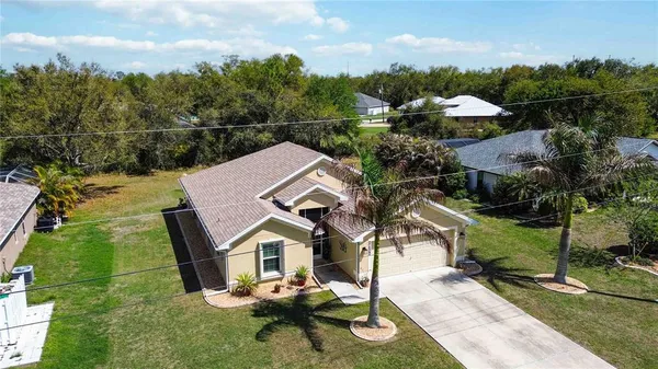an aerial view of a house