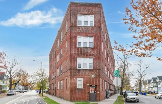 a front view of a building