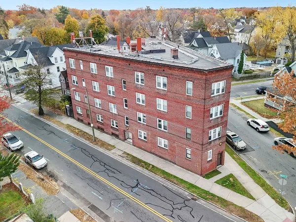 a front view of a multi story building